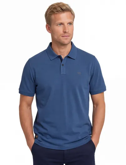 Camel Active Camel Active polo effen blauw wijde fit