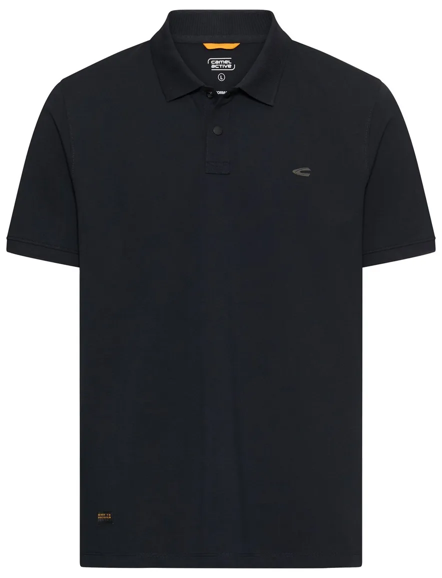 Camel Active polo zwart 2-knoops