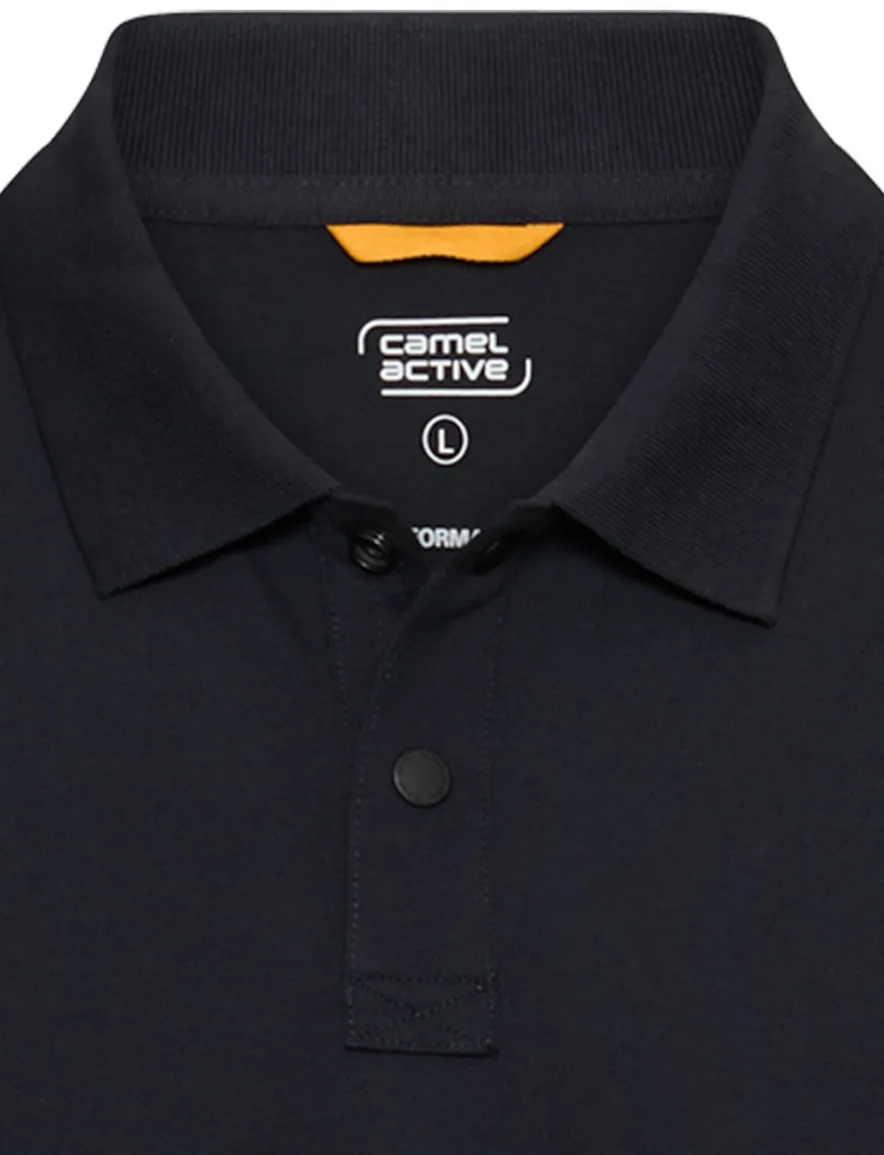 Camel Active polo zwart 2-knoops