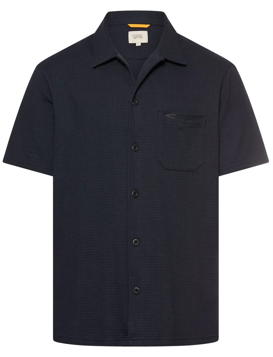 Camel Active overhemd donkerblauw geprint katoen