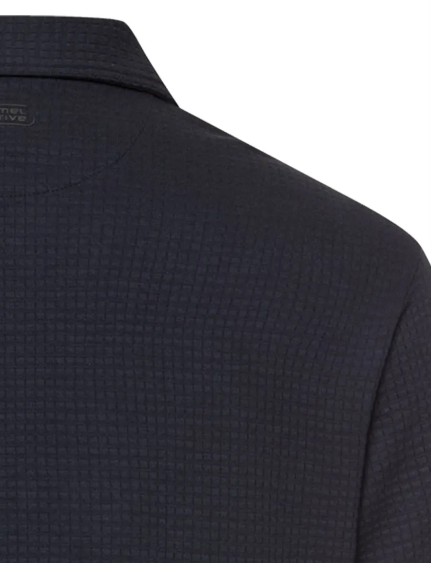 Camel Active overhemd donkerblauw geprint katoen