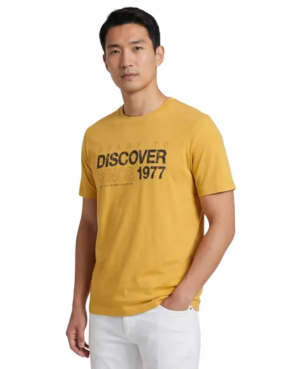 Camel Active Camel Active geel geprint katoen wijde fit