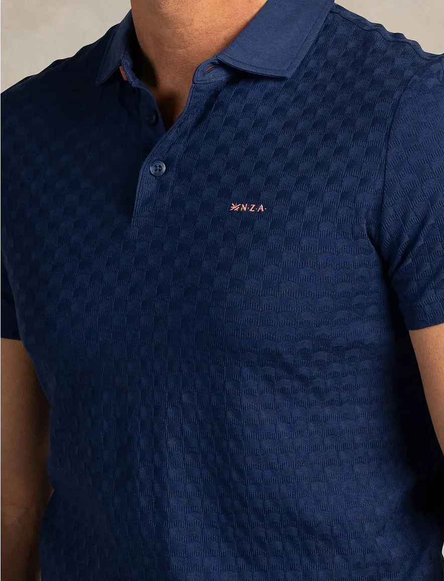 NZA polo navy patroon