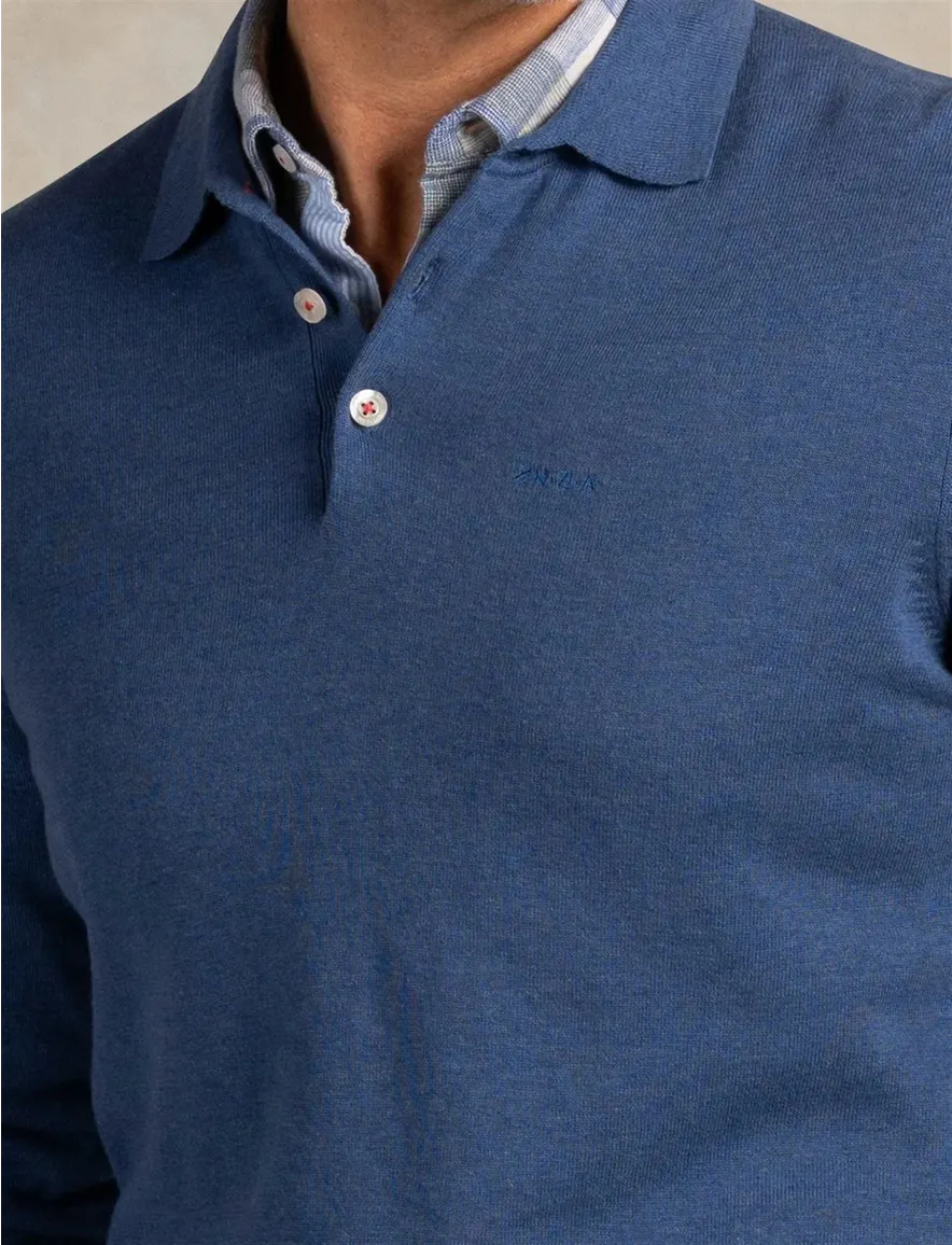 NZA polo blauw effen