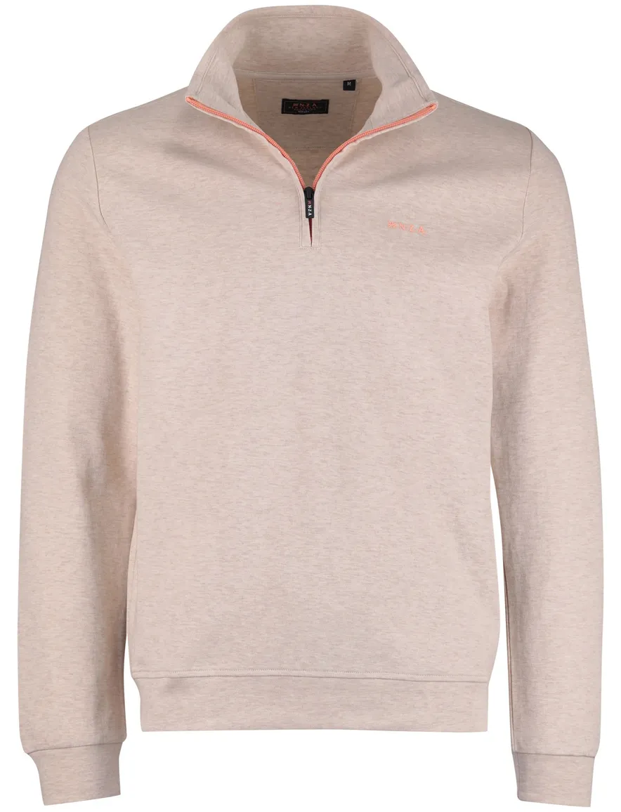 NZA half zip sweater beige gemêleerd