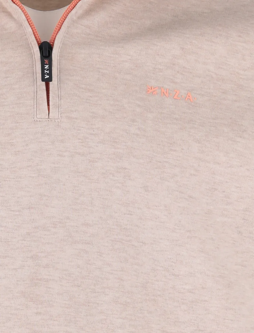 NZA half zip sweater beige gemêleerd
