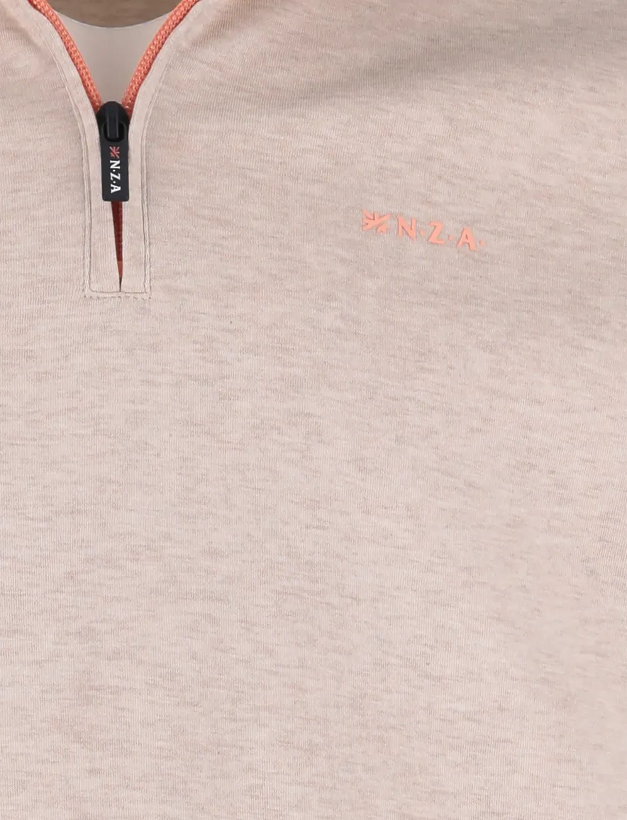 NZA half zip sweater beige gemêleerd