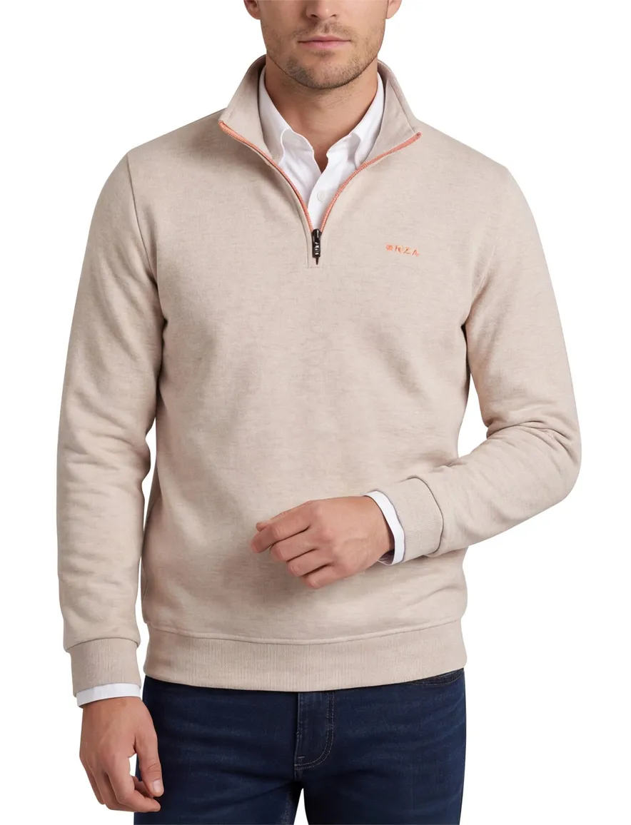 NZA half zip sweater beige gemêleerd