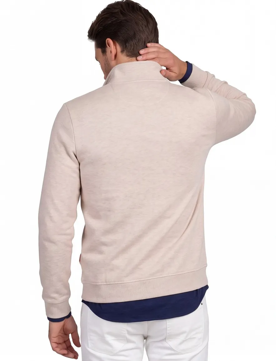 NZA half zip sweater beige gemêleerd