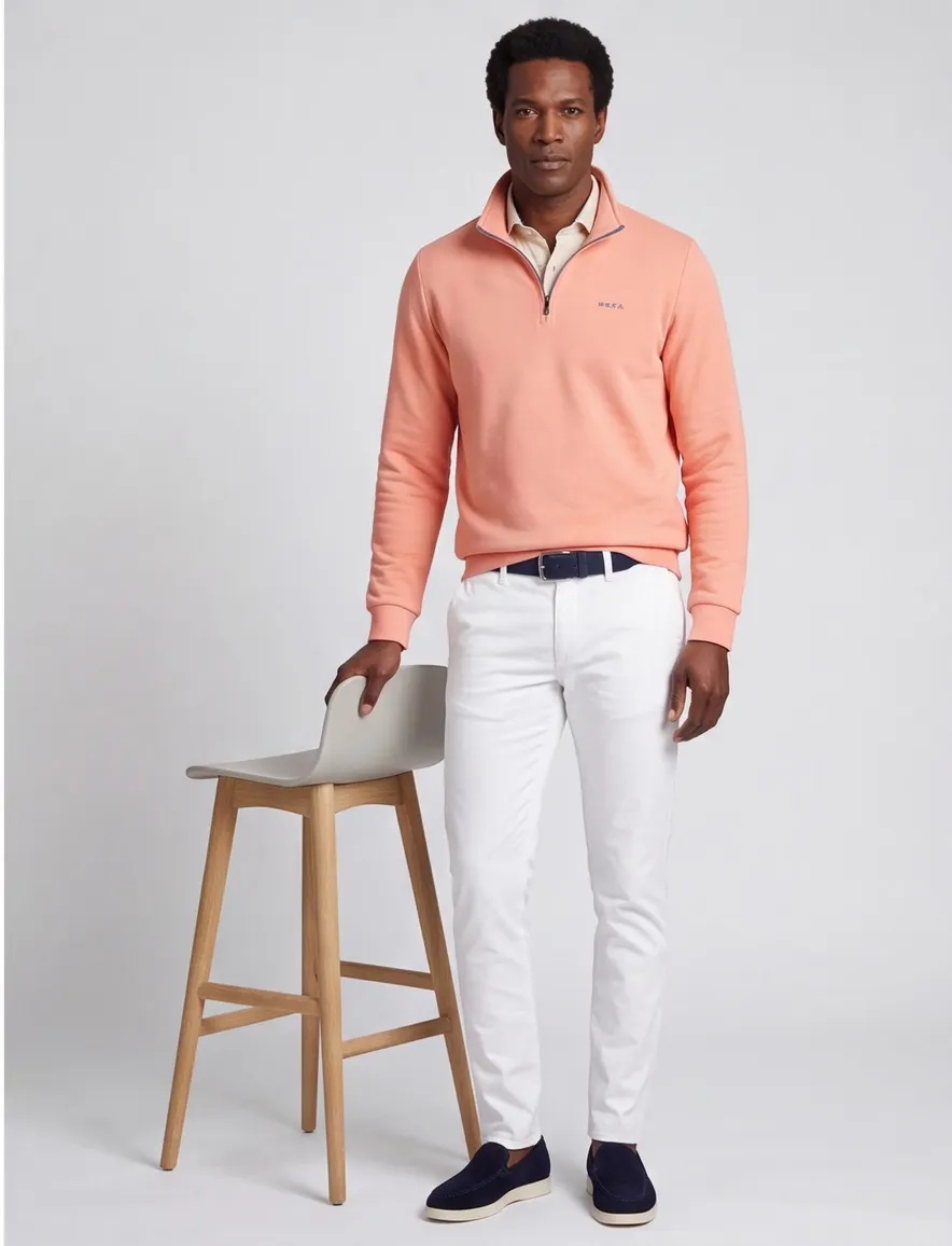 NZA half zip sweater oranje gemêleerd