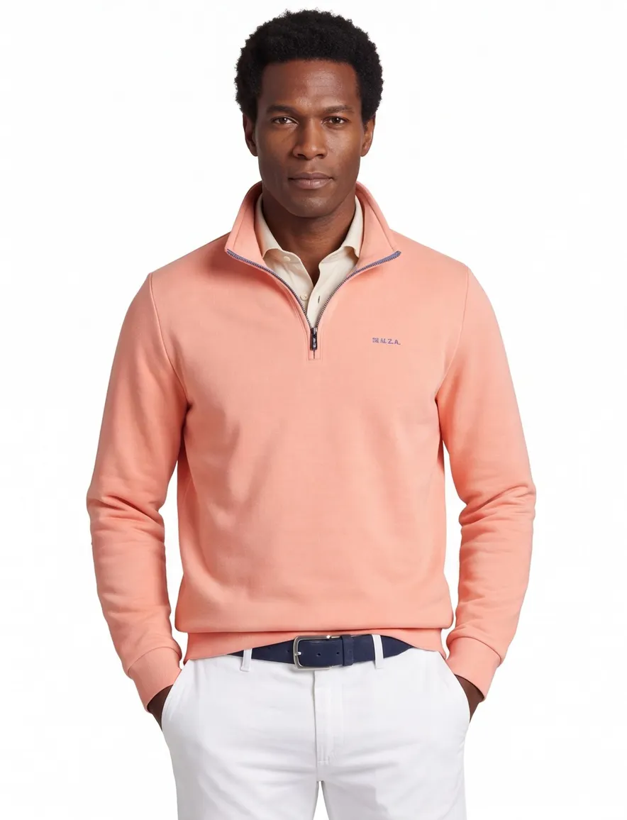 NZA half zip sweater oranje gemêleerd