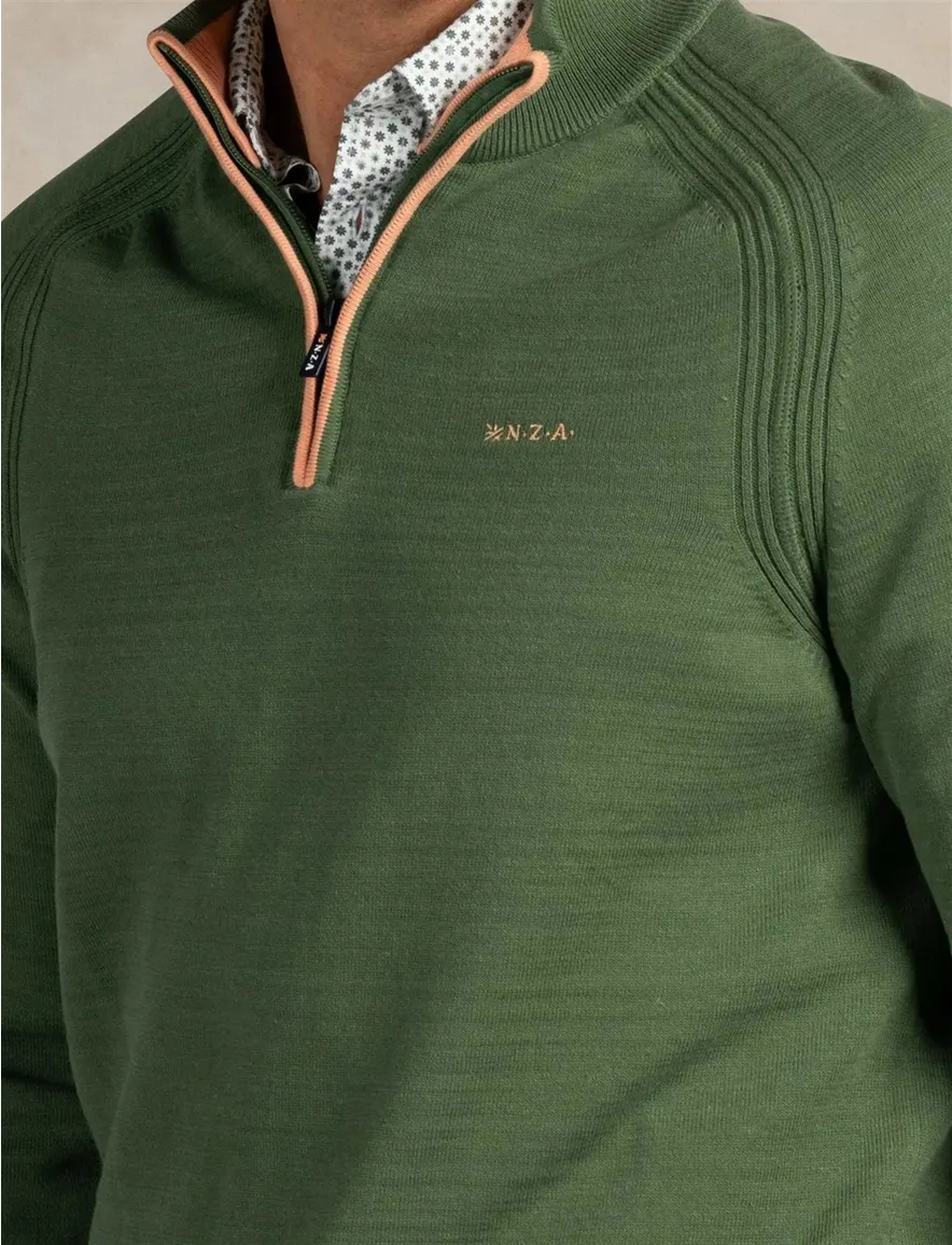 Groen trui New Zealand half zip normale fit