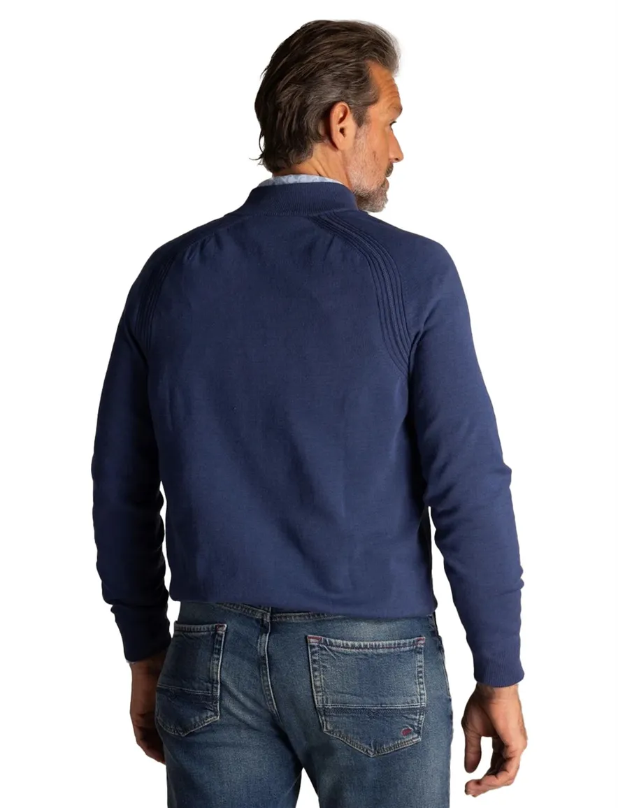 Blauwe trui New Zealand normale fit half zip