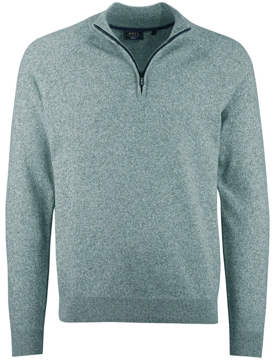 Groene trui New Zealand half zip normale fit