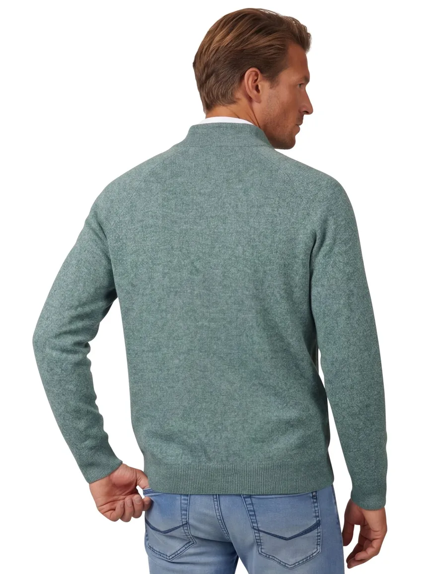 Groene trui New Zealand half zip normale fit