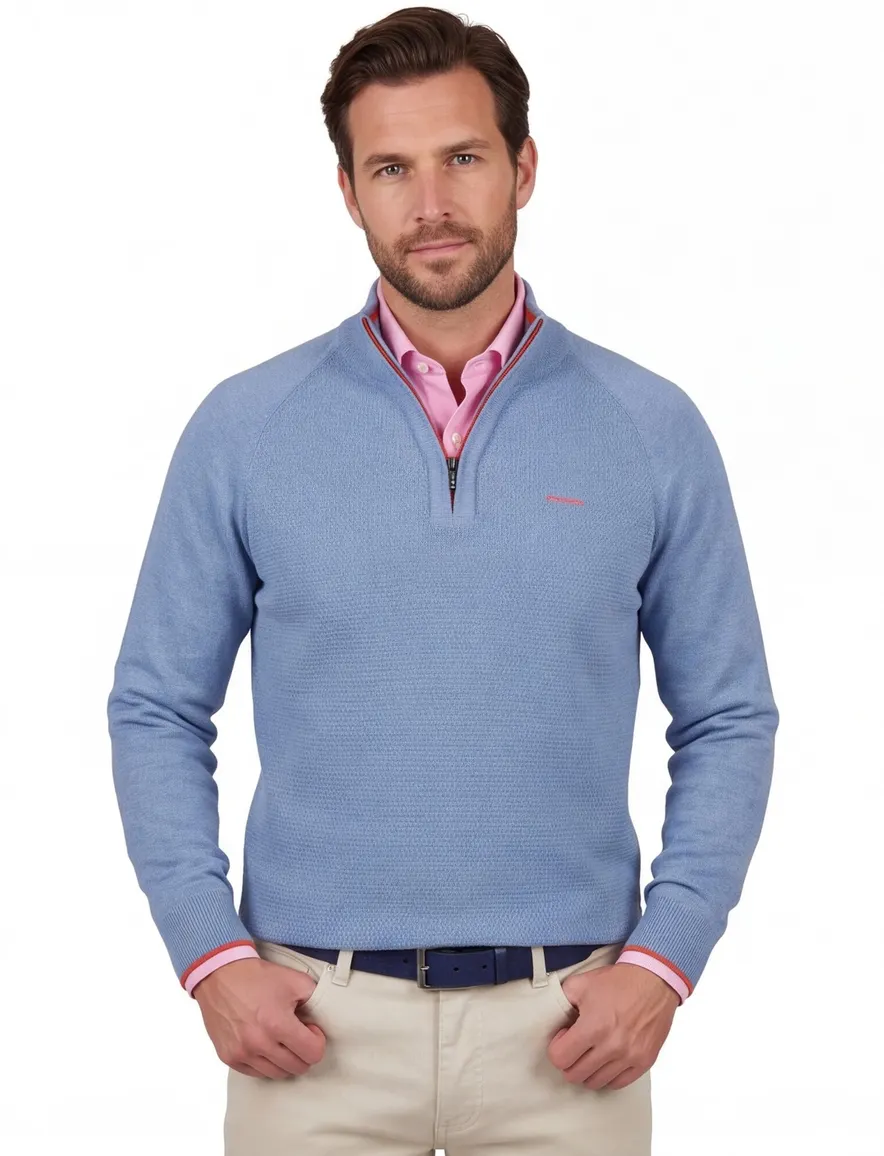 NZA trui half zip lichtblauw