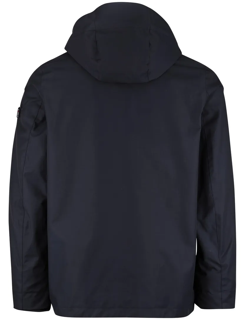 Donkerblauwe zomerjas New Zealand afneembare capuchon klepzakken
