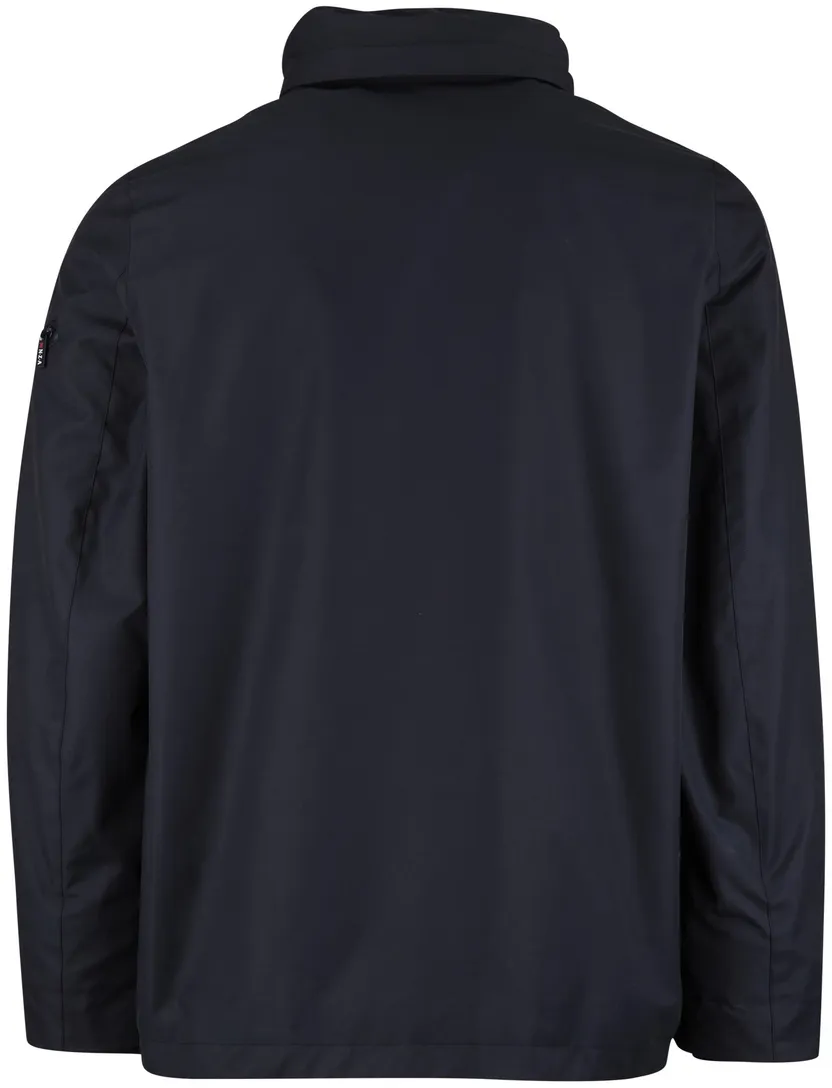 Donkerblauwe zomerjas New Zealand afneembare capuchon klepzakken
