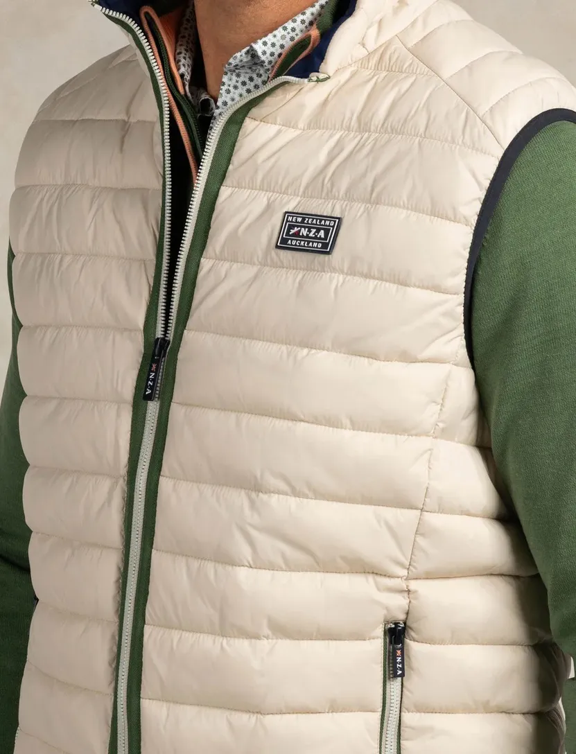 Creme gewatteerde bodywarmer New Zealand waterafstotend