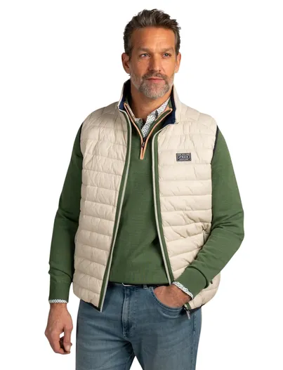 New Zealand Bodywarmer creme gewatteerd New Zealand met groene rits