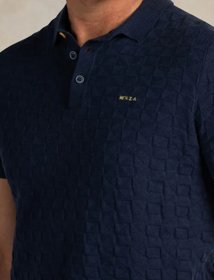 Polo New Zealand Auckland donkerblauw structuur gebreid