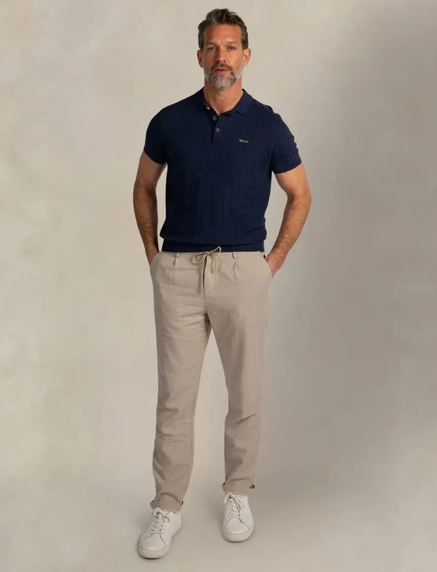 NZA polo donkerblauw structuur geometrisch