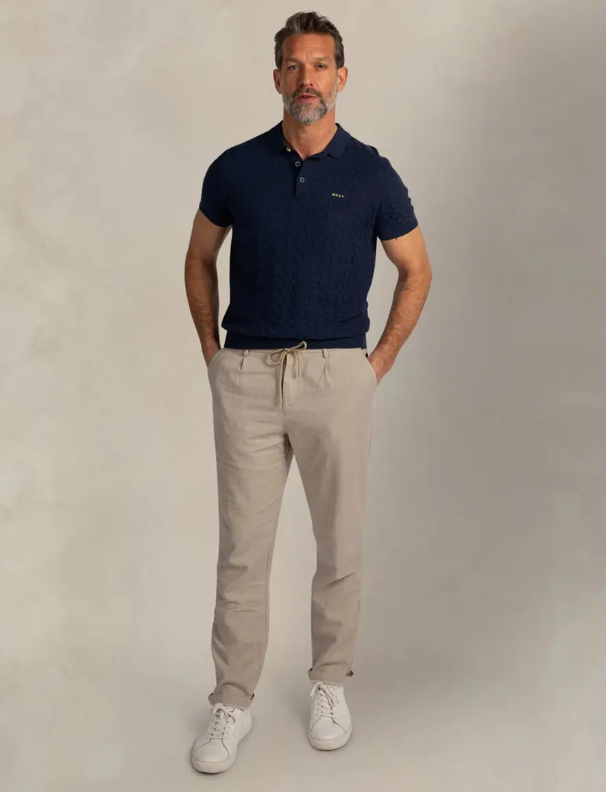 Polo New Zealand Auckland donkerblauw structuur gebreid