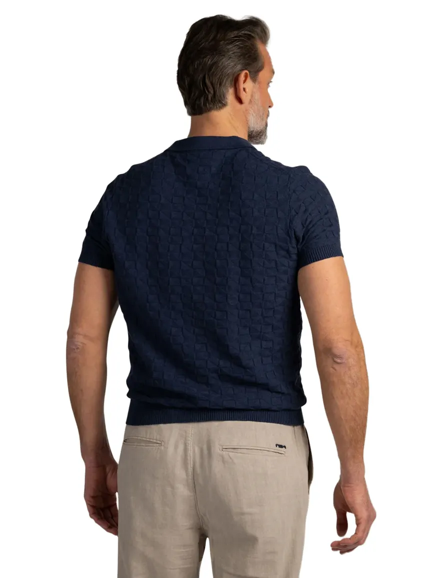 NZA polo donkerblauw structuur geometrisch