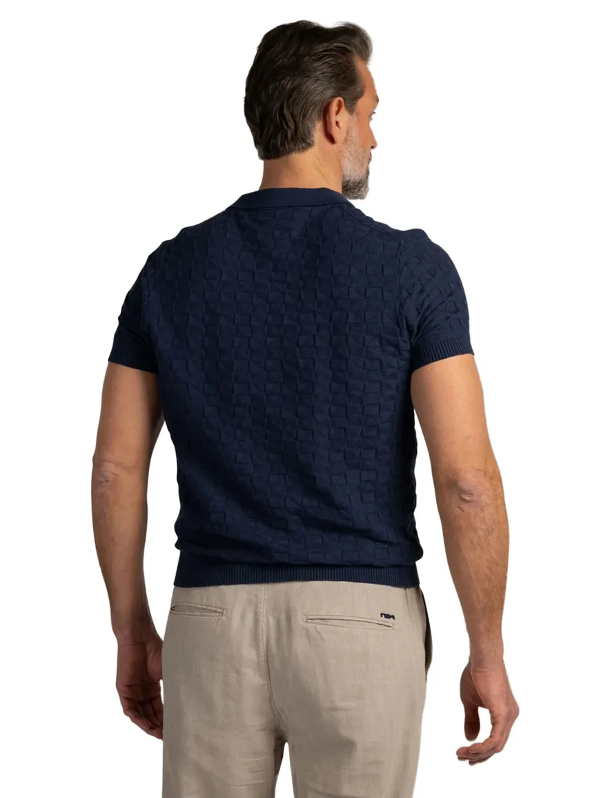 Polo New Zealand Auckland donkerblauw structuur gebreid