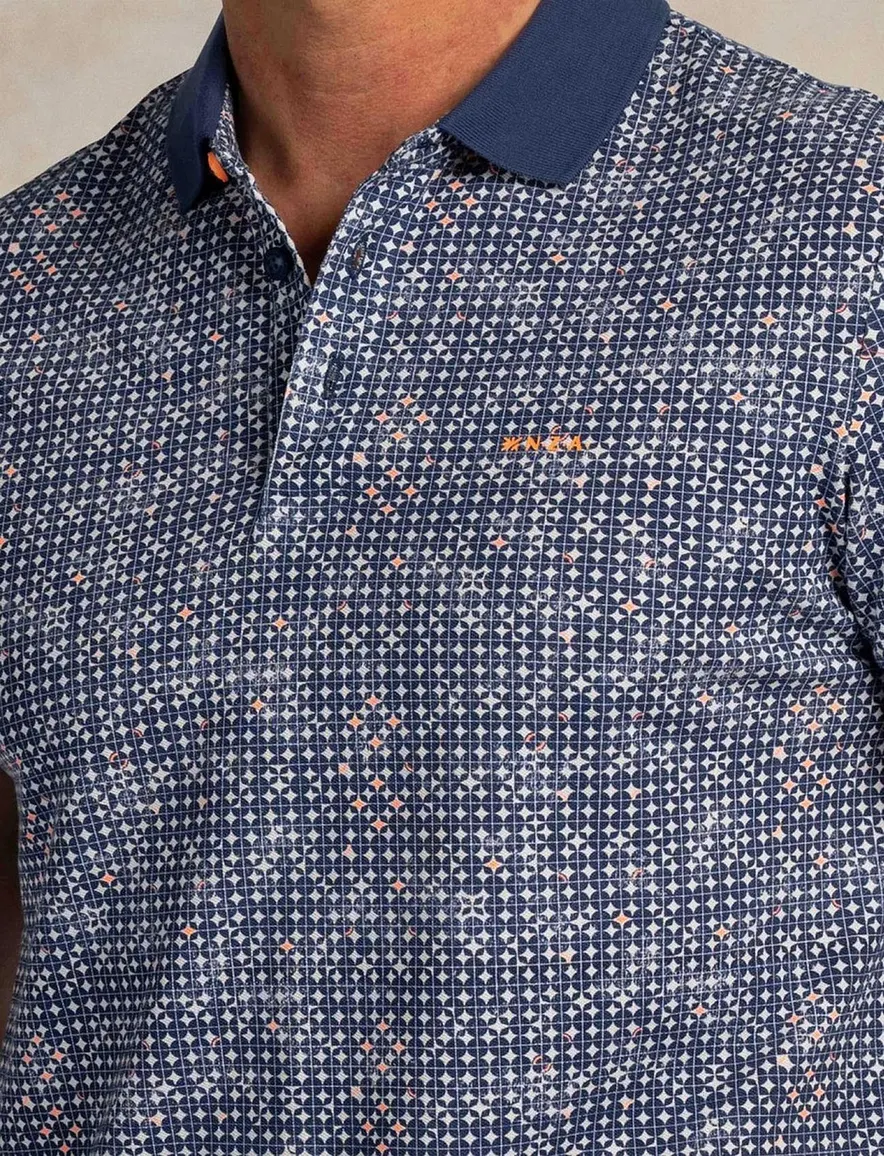 NZA polo donkerblauw geprint