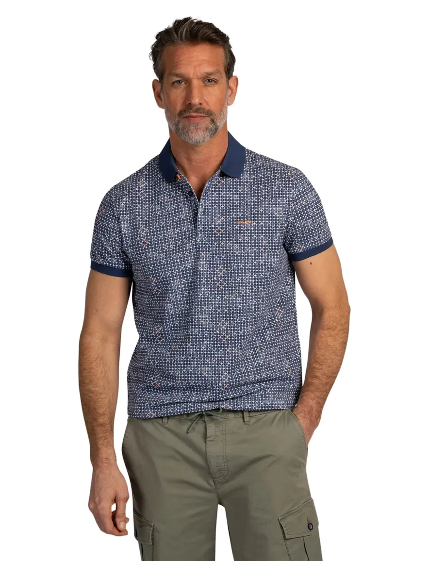 NZA polo donkerblauw geprint