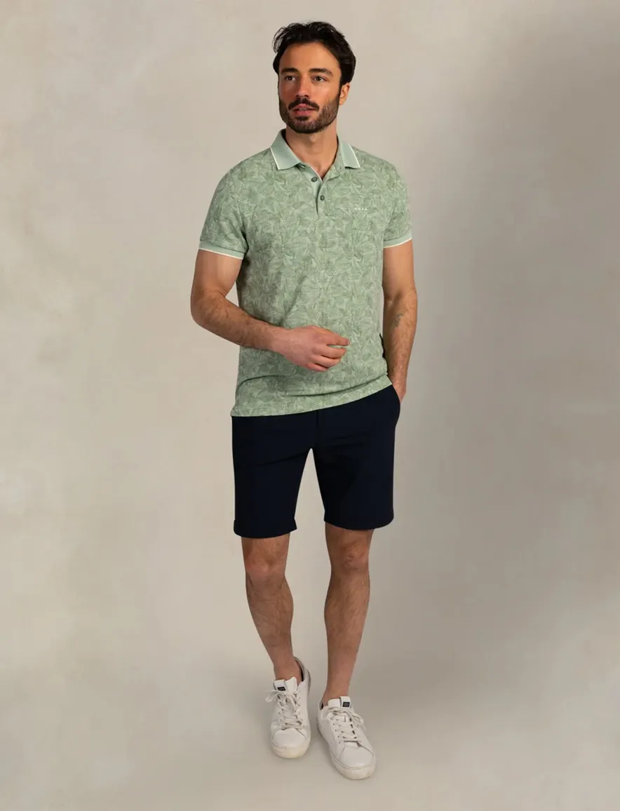 NZA polo groen bloemen geprint