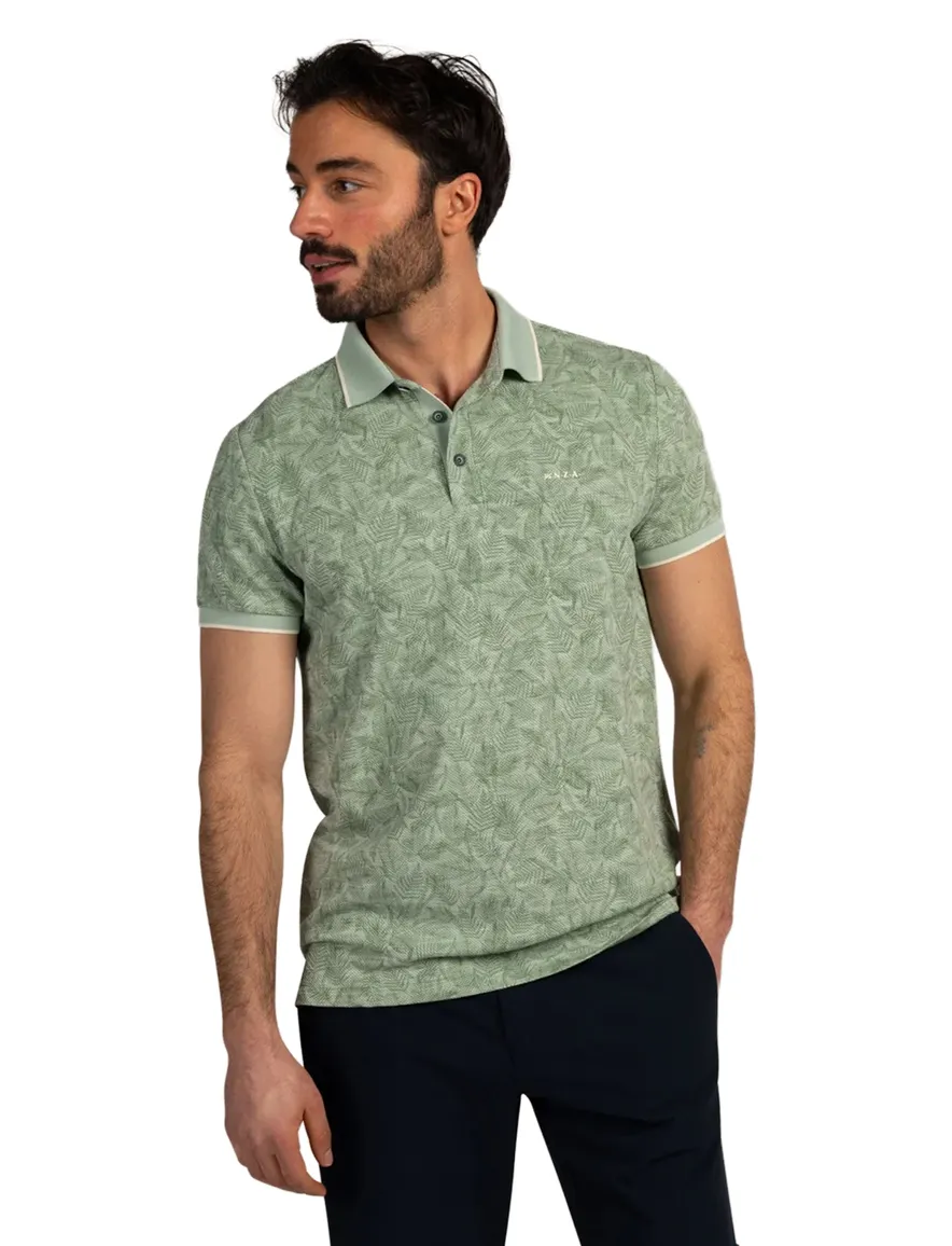 NZA polo groen bloemen geprint