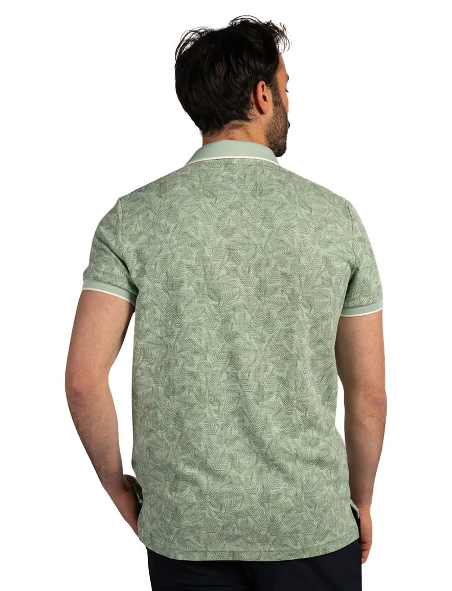 NZA polo groen bloemen geprint