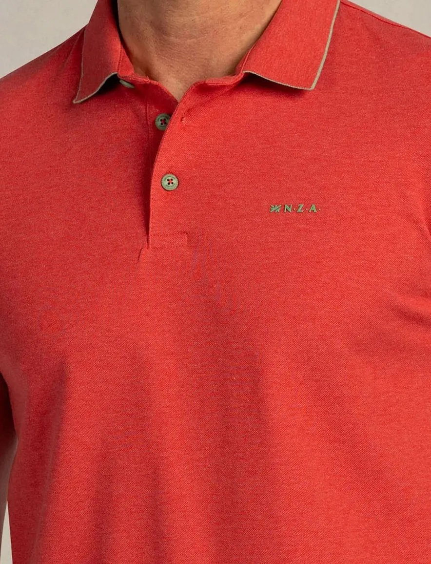NZA polo rood gemeleerd