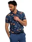 New Zealand poloshirt donkerblauw oranje bloemen print