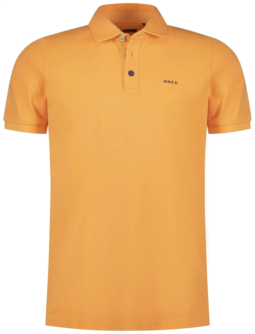 Fel oranje poloshirt New Zealand 3 knoops effen