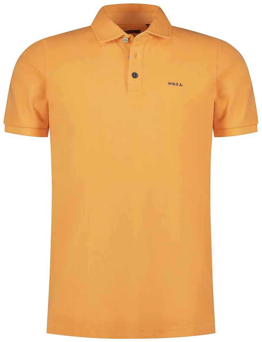 Fel oranje poloshirt New Zealand 3 knoops effen