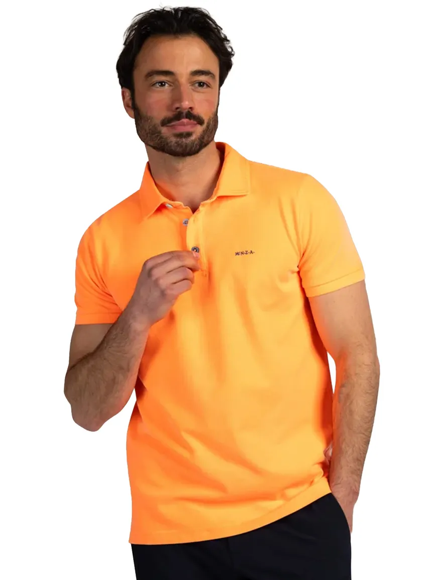 Fel oranje poloshirt New Zealand 3 knoops effen