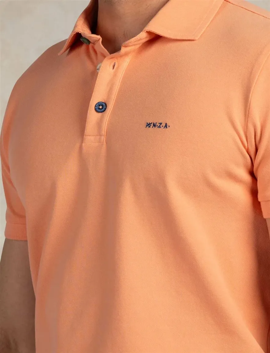 Oranje poloshirt New Zealand 3 knoops effen