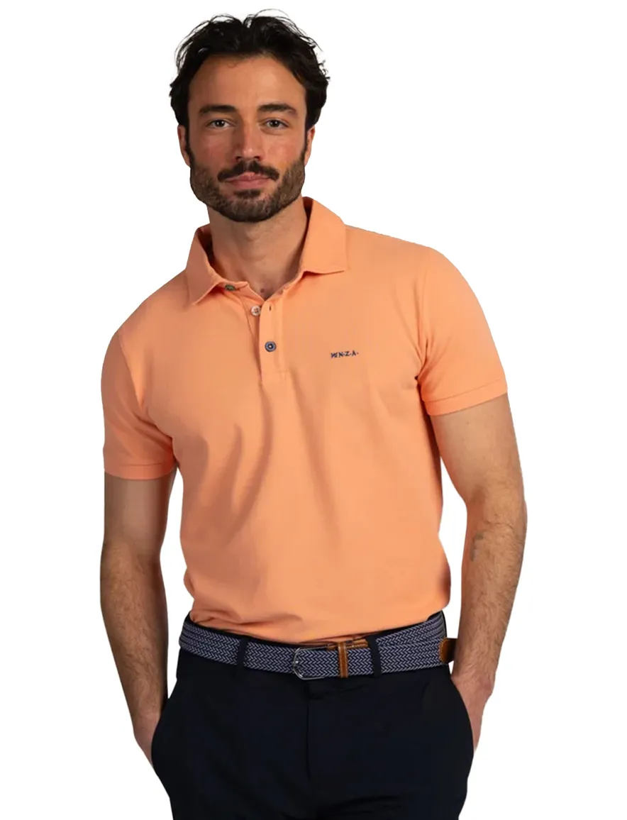 New Zealand poloshirt zachtoranje effen 3 knoops
