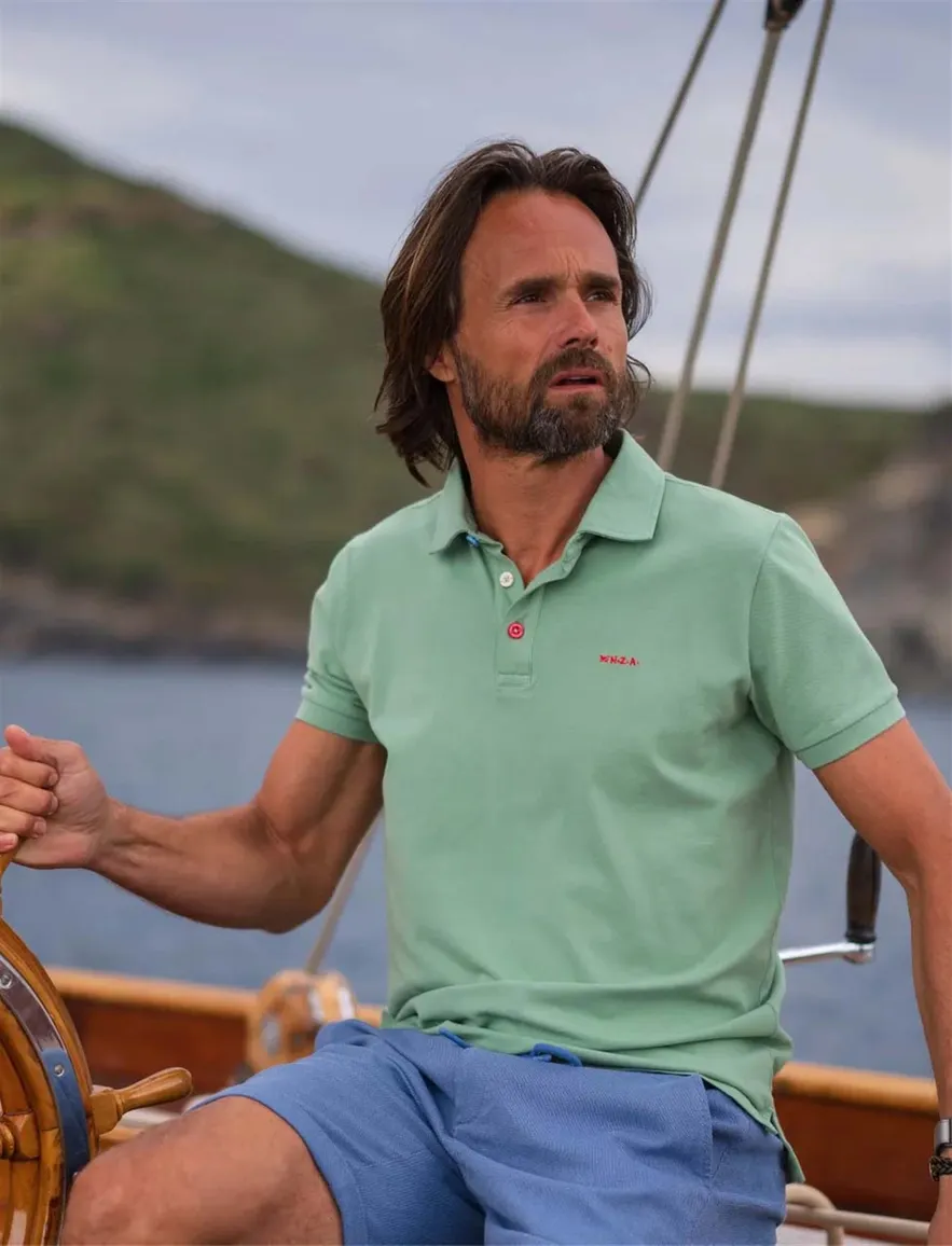 Nza poloshirt groen korte mouw katoen