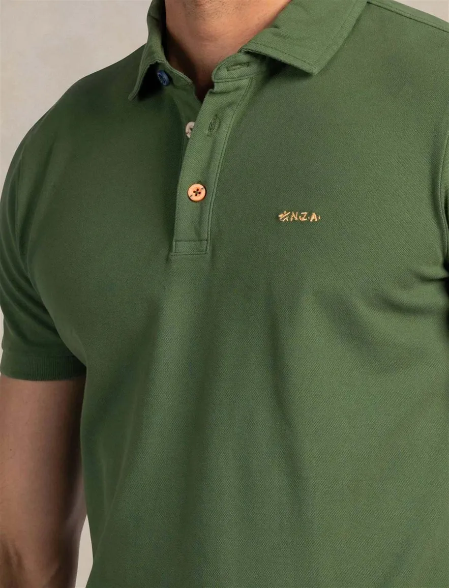 New Zealand polo groen 3 knoops