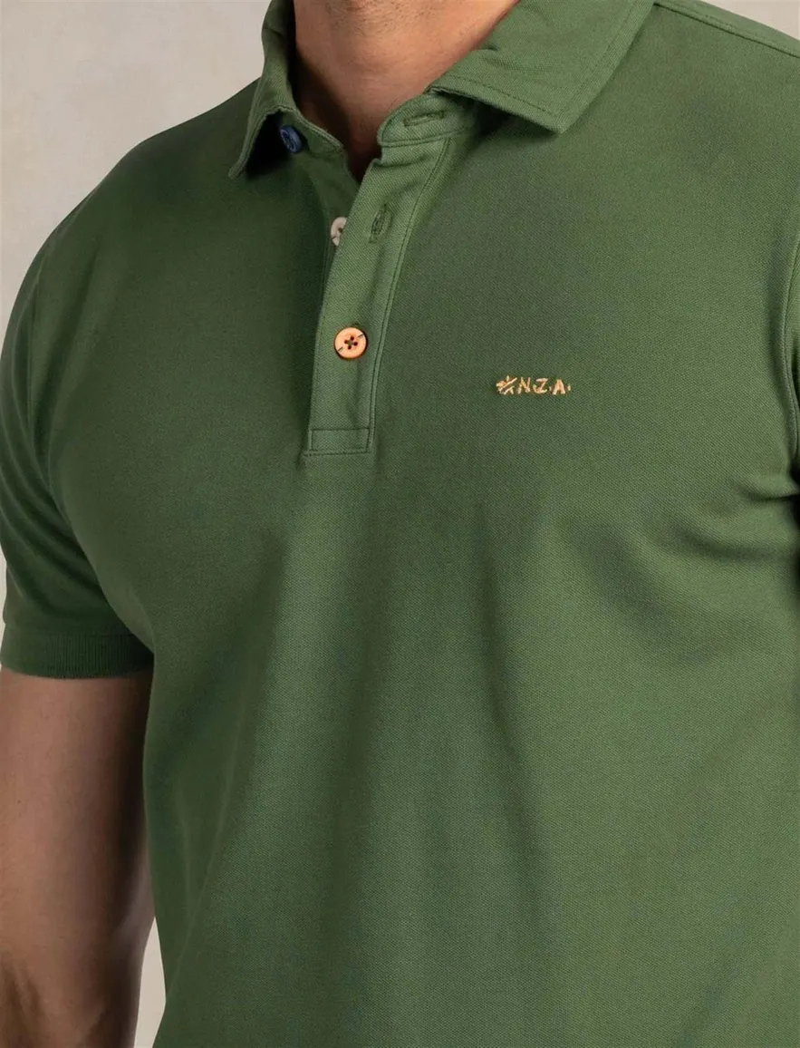 Nza poloshirt groen korte mouw katoen