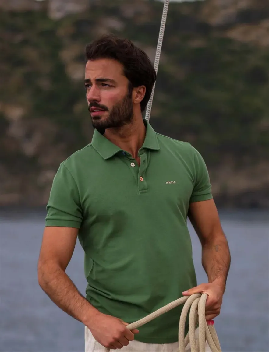 Nza poloshirt groen korte mouw katoen