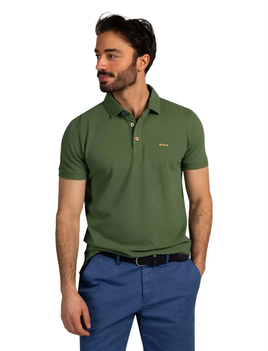 Nza poloshirt groen korte mouw katoen