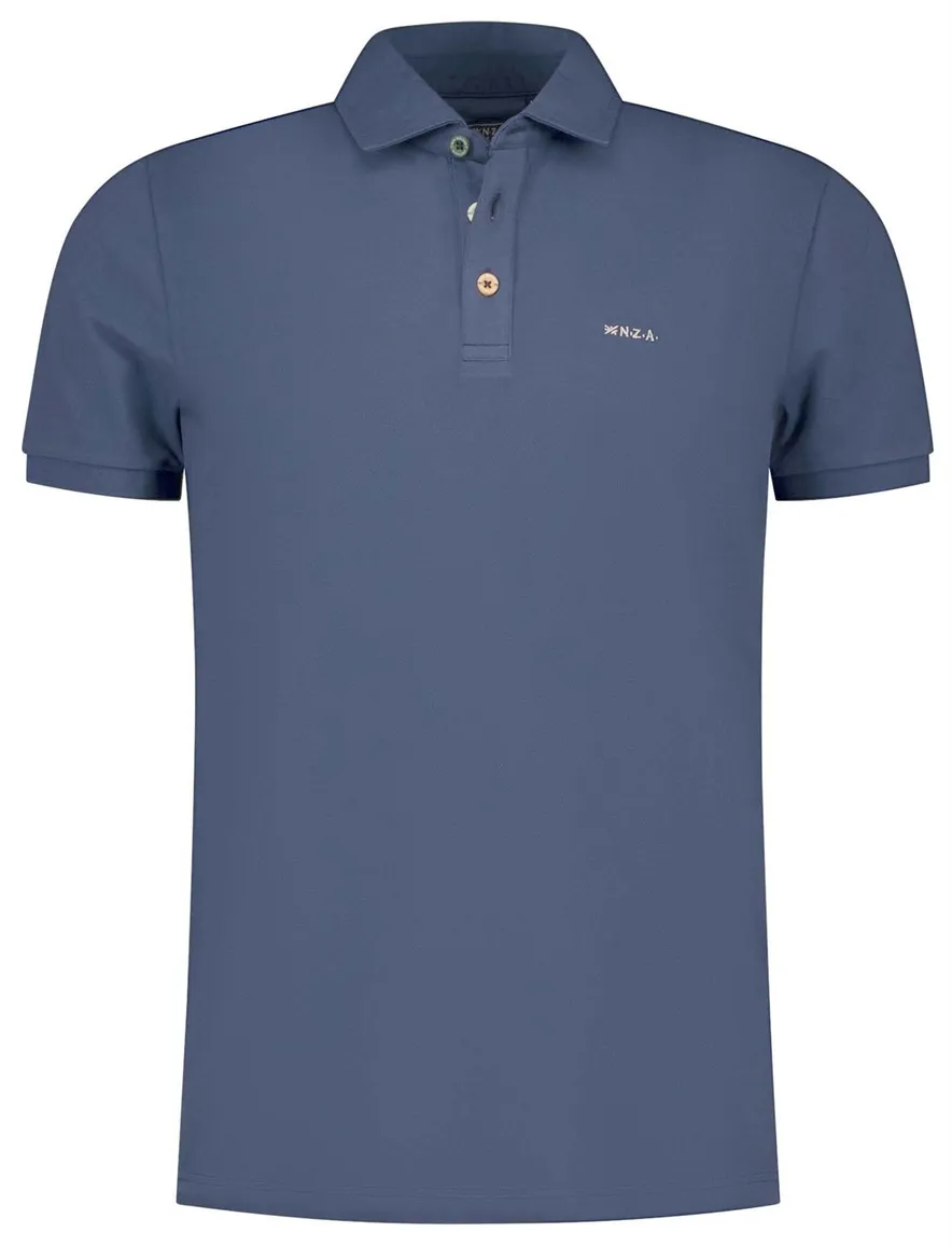 New Zealand polo blauw 3 knoops