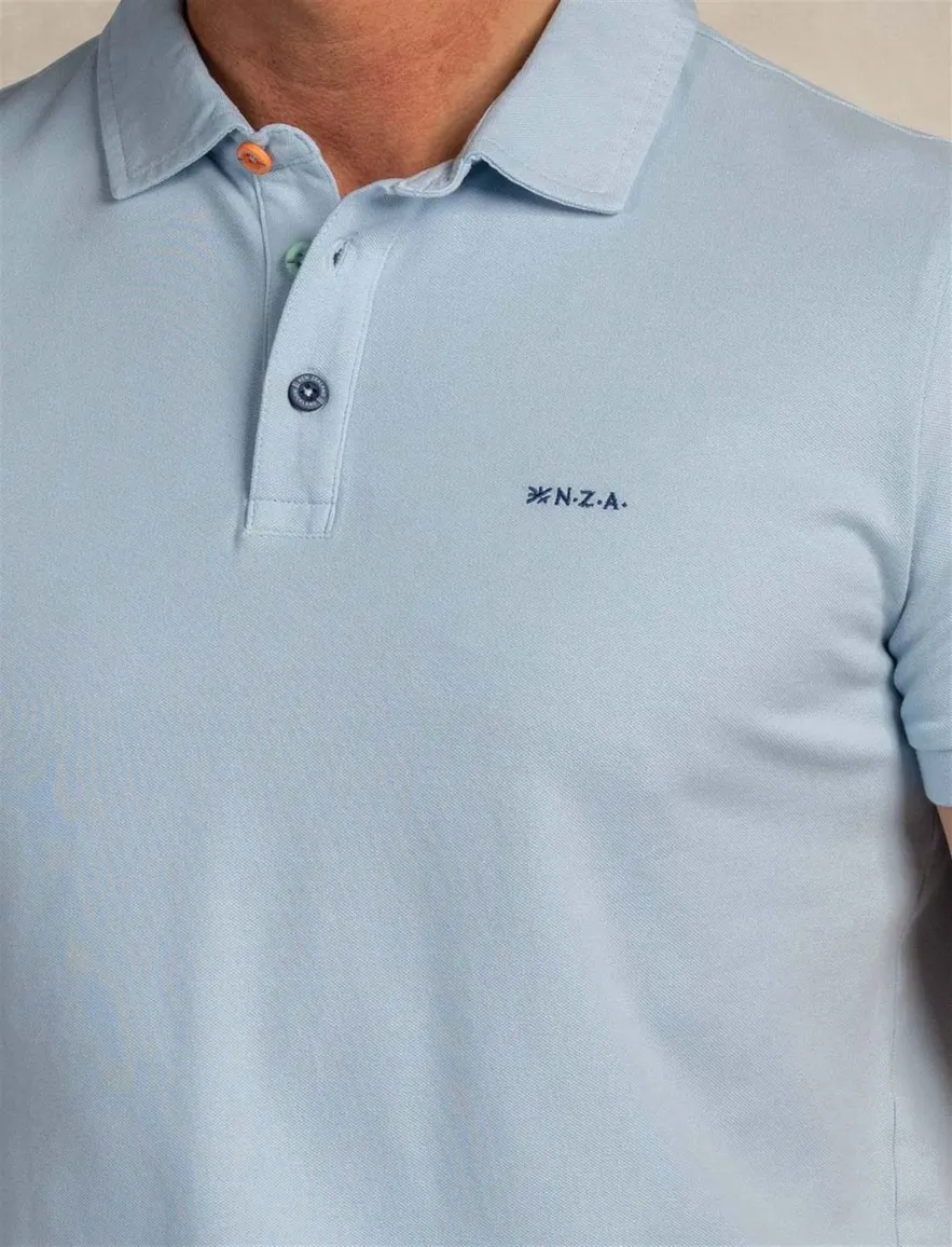 NZA poloshirt korte mouw lichtblauw katoen