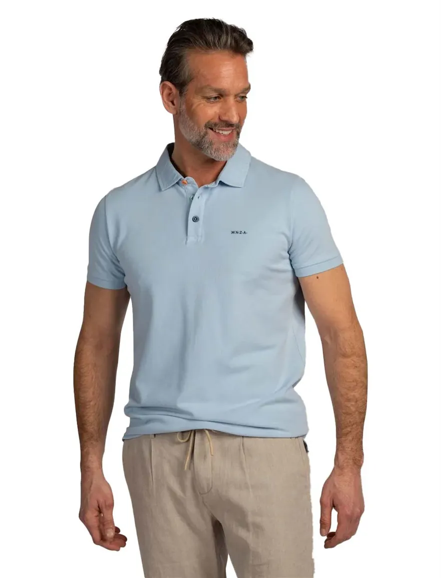 NZA poloshirt korte mouw lichtblauw katoen