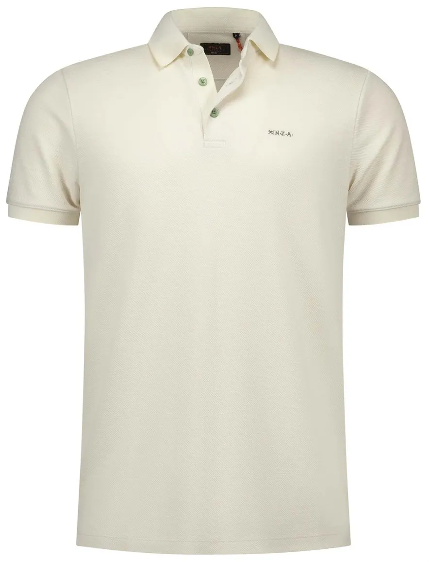 NZA poloshirt korte mouw creme katoen